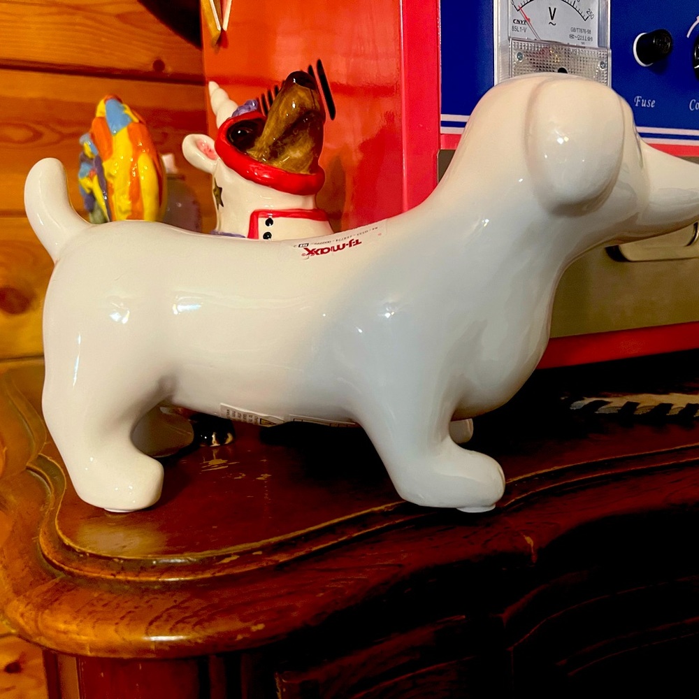 Ceramic white dachshund